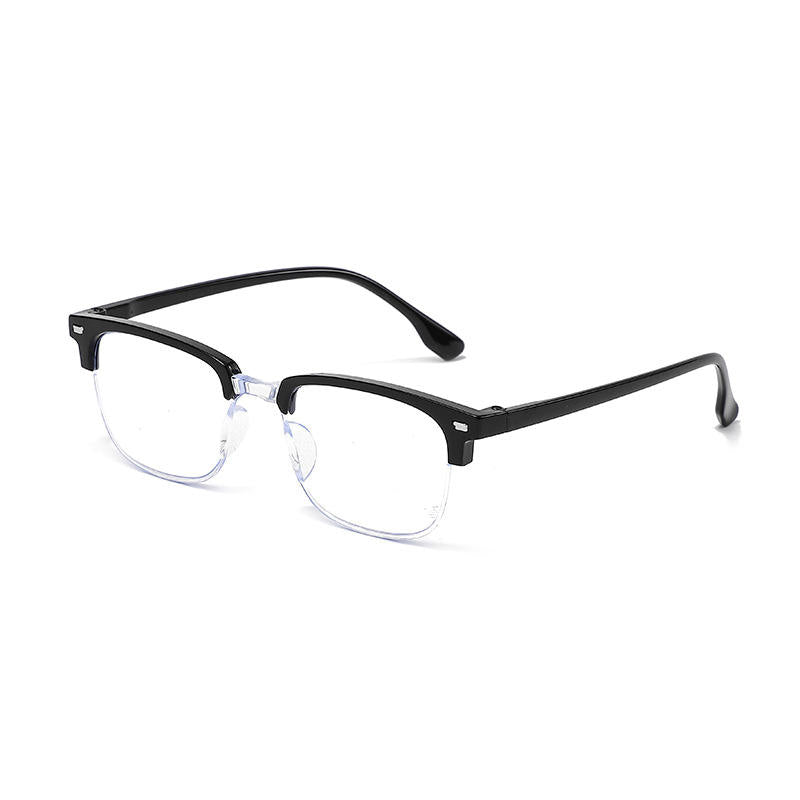 RTS Outdoor Anti-Blue Light Clubmuster Style Customizable Unisex Reader Glasses with White Lenses
