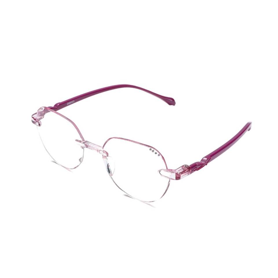 Trendy Unisex Rimless Anti-Blue Light Blocking Pink Lens Reading Glasses