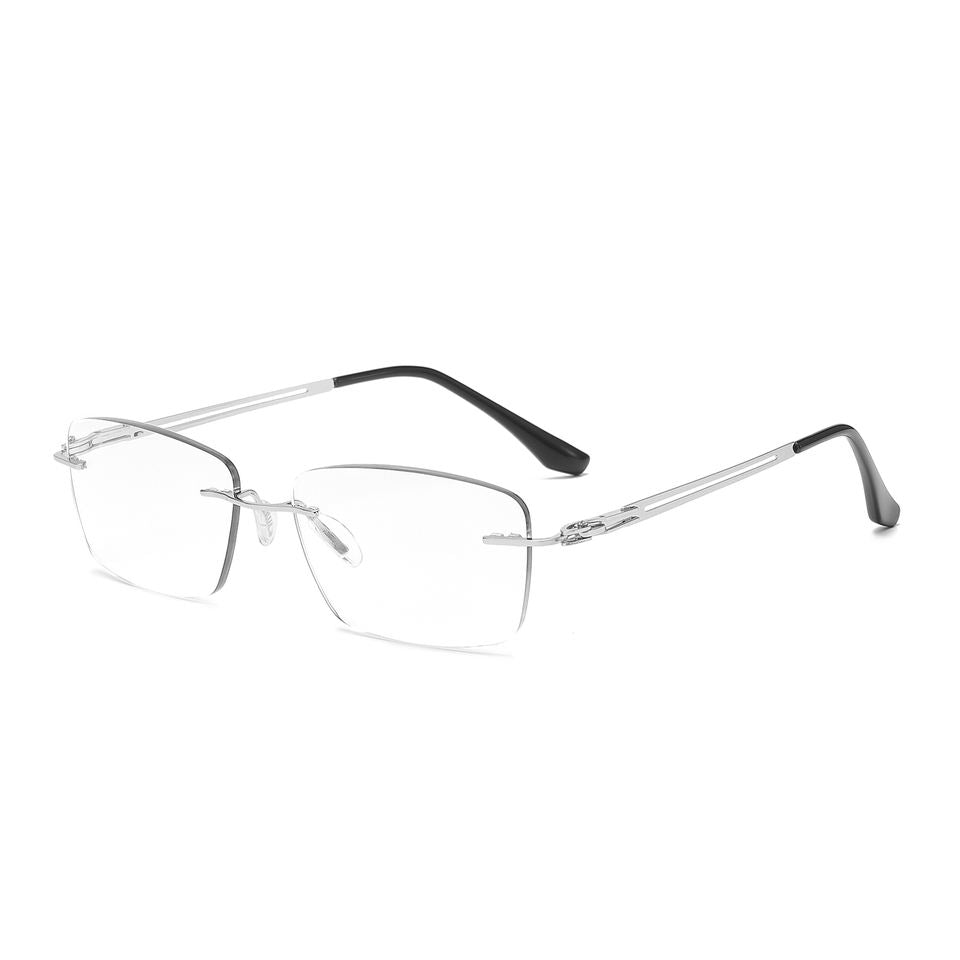 RTS New Arrival Fashion High Quality Rectangle Rimless Anti-Blue Light Reading Glasses Metal Temples PC Lenses Lightweight - Image 4