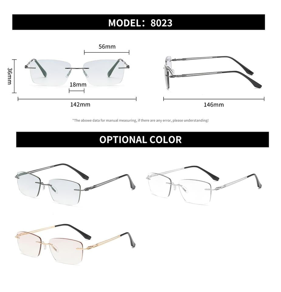 RTS New Arrival Fashion High Quality Rectangle Rimless Anti-Blue Light Reading Glasses Metal Temples PC Lenses Lightweight - Image 6