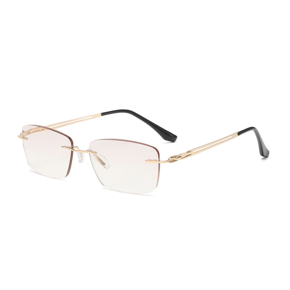 RTS New Arrival Fashion High Quality Rectangle Rimless Anti-Blue Light Reading Glasses Metal Temples PC Lenses Lightweight - Image 5